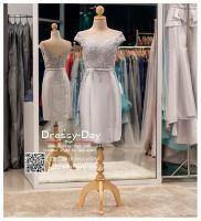 ชุดราตรีออกงาน ชุดราตรีสวยหรู ชุดไปงานแต่ง PFS029-GRY เทา/เงิน dressy-day