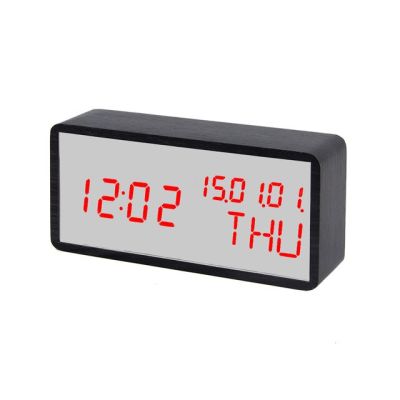 【Worth-Buy】 นาฬิกาตั้งโต๊ะ Led ปฏิทินดิจิตอลนาฬิกาปลุกจับเวลากระจกมือถือด้ามไม้ควบคุมด้วยเสียงนาฬิกาปลุก Despertador Deskpertador Us/aaa