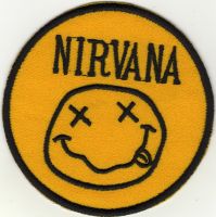 iron on patch Embroidery Nirvana Band Music Cult 7.5cm เพลง วงดนตรี ตัวรีด เย็บติดผ้าประเทศไทย โลโก้ปัก มีกาวสำหรับรีด ตกแต่งเสื้อผ้า