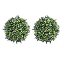 2 Pcs House Plants Artificial Fake Lavender Outdoor Home Hanging Decor Flowers Ball Simulated