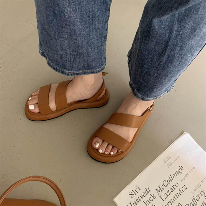 preppy-style-thick-bottom-leisure-open-toe-roman-style-sandals-2023-summer-new-buckle-soft-bottom-super-comfortable-beach-pumps