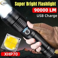 90000 Lumens Led Flashlights USB Rechargeable LED Brightest Flashlight Waterproof Zoomable LED Tactical Torch Light For Camping