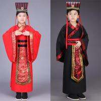 เด็กเครื่องแต่งกายโบราณ Hanfu เด็กชายแสดงชุดต่อสู้รัฐฉินราชวงศ์ฮั่นนายกรัฐมนตรีชุดเครื่องแบบอย่างเป็นทางการถ่ายภาพหมวกสี่เหลี่ยม