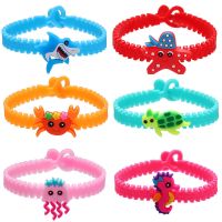 6pcs unicorn Mermaid dinosaur PVC bracelet cartoon sports epoxy creative childrens silicone bracelet wristband