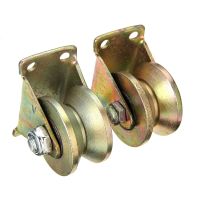 2PCS 2inch Sliding Gate Roller Wheel Pulley Steel V Type Wheel Track Rail w/ Bracket 660lb