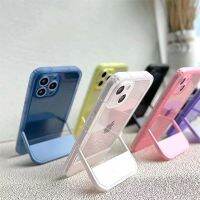 【Great. Cell phone case】ที่มองไม่เห็นยืนกรณีผู้ถือโทรศัพท์สำหรับ Iphone 11 12 13 Pro Max X XR XS Max 11ล้างกันกระแทกกันชนที่วางโทรศัพท์ซิลิโคนปก