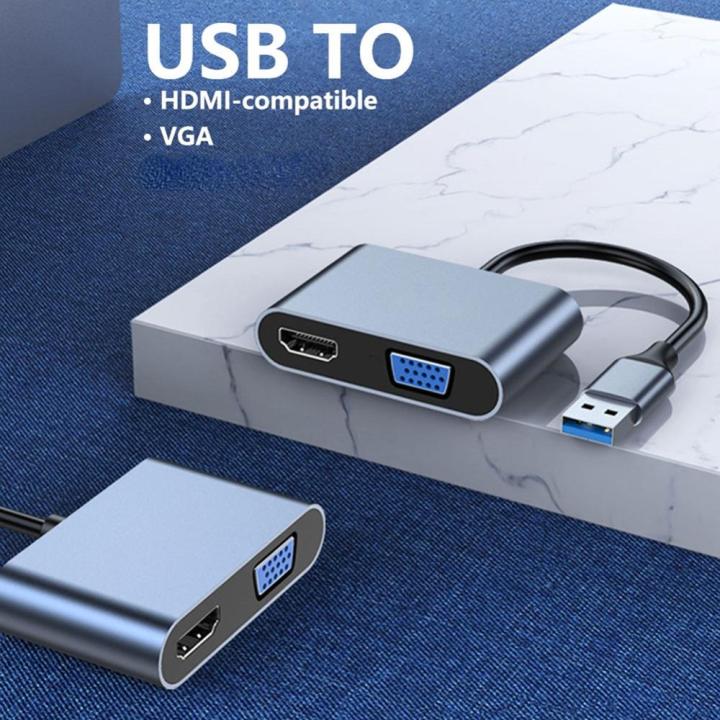 usb-vga-hd-สัญญาณเสียงตัวแปลงวิดีโอคู่แท่นรองรับ-hdmi-compatible-vga-sync-output-สำหรับ-windows7-8-10-11-macos