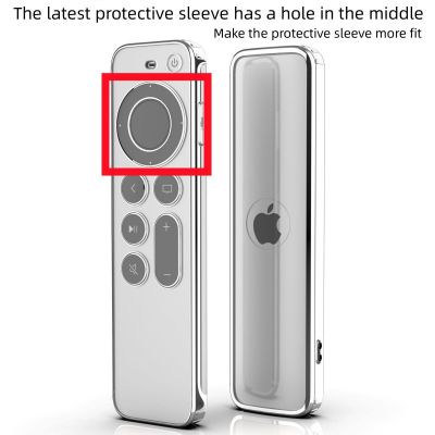 Soft Case TPU Compatible with Apple TV 4k 2021 Remote Prevent Scratches with Drop Protection-Transparent with Silver Edge cover