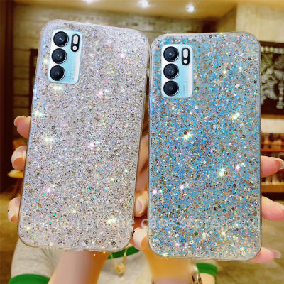 New Casing เคส OPPO Reno6 Z 5G A16 Reno 6 Reno5 Pro 5G เคสโทรศัพท Sequins Candy colors Phone Case Like A Diamond Glitter Soft Back Cover  OPPO A16 Reno 6 Z 5G 2021