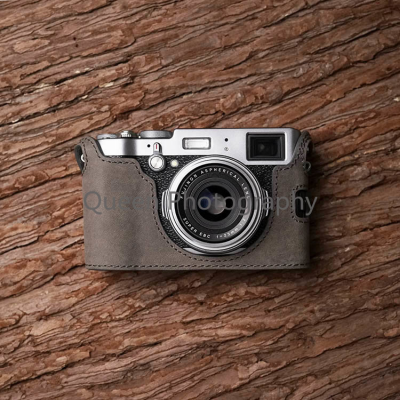 ครึ่งกระเป๋ากล้องบอดี้สูทสำหรับฟูจิ X100F กล้องแฮนด์เมดหนังแท้กล้องวิดีโอกรณีกระเป๋ากล้อง Instax S сумка для к