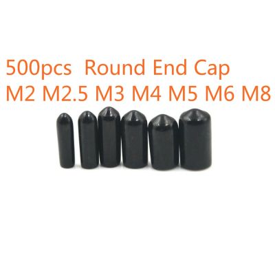 500pc Round Rubber End Cap Cover for Pipe Plastic Tube Hub Screw Thread Protector Push-fit Caps M2 M2.5 M3 M4 M5 M6 M8 12 Black