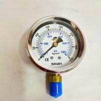 LA-350KG PRESSURE GAUGE 63MM.SIDE TH 1/4 ,RANGE   350KG ,5000PSI เกจวัดแรงดันไฮดรอลิค หน้าปัทม์63มม.เกลียว  ข้าง2หุล ย่านวัด350kg ภายในหน้าปัทม์มีน้ำมัน