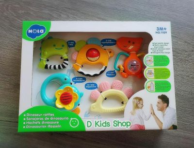 Dinosaur Rattles and teether ของเล่นเด็ก เขย่ามือเด็ก ยางกัด 2in1 สุดคุ้ม เกรดพรีเมี่ยม แบรนด์ Hola(Huile)