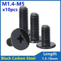 10pcs/lot CM M1.4 M2 M2.5 M3 M4 M5 Black Carbon Steel Cross Phillips Ultra Thin Flat Wafer Head Screw Bolt Laptop