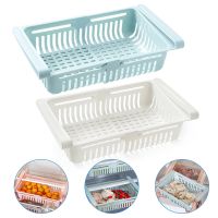 (cerci household goods)1/2ชิ้นออแกไนเซอร์ยืด RefrigeratorRack FoodBaskets ตู้เย็น ContainerSaver ดึงออกลิ้นชัก