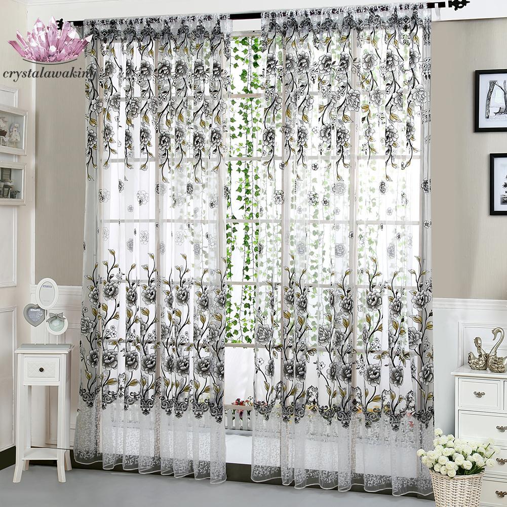 Crystal making (Fast Delivery In 3 DaysEnjoy Free Shipping) Peony Curtain Living Room Bedroom Home Door Window Curtain (Grey)