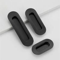 1PC Stainless Steel Recessed Invisible Handle Black Sliding Door Handle Embedded Concealed Door Knobs Cabinet Drawer Door Pull Door Hardware