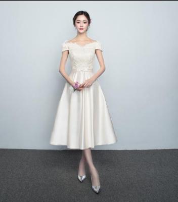 Factory Wholesale Evening Dress 2022 Summer New Bride Toast Dress Shoulder Slim Annual Dress Long
