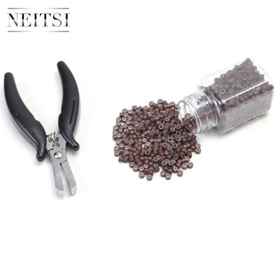 Neitsi Linesman Pliers and 500 Beads Silicone Micro Rings For Hair Extensions