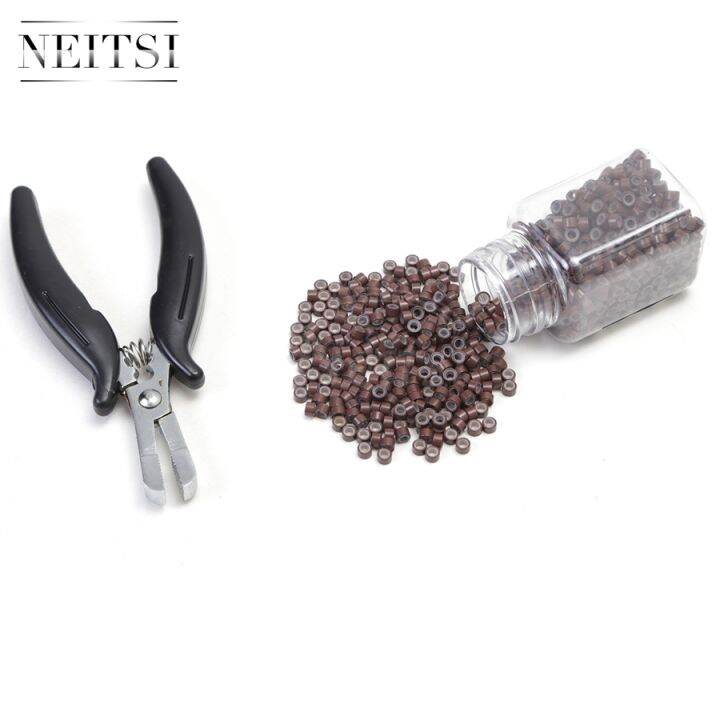 neitsi-linesman-pliers-and-500-beads-silicone-micro-rings-for-hair-extensions