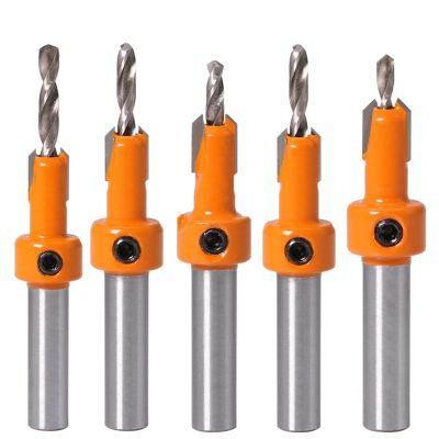 1/5pcs 8mm Shank HSS Woodworking Countersink Router Bit Set Screw Extractor Remon Demolition for Wood Milling Cutter Tools