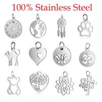 5pcs/lot 316 Stainless Steel Dog Paw Cat Animal Charm Wholesale Sun Om Connector Yoga Lotus Heart DIY Charms for Jewelry Making DIY accessories and ot