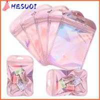 HESUOI 50pcs/bag มีรูแขวน ผนึก สีรุ้ง กระเป๋าซิป ถุงปิดผนึกด้วยตนเอง ถุง OPP ถุงบรรจุภัณฑ์