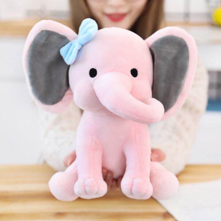 ตุ๊กตาช้างของเล่นตุ๊กตามือตกแต่งห้องทารกสำหรับนอน25cm-kawaii-สัตว์เด็กตุ๊กตาของเล่นเด็กสีเทาสีชมพู