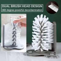 2 In 1 Cleaning Brush Cup Scrubber Suction Wall Lazy Bottles Brush Glass Cleaner Thermos Washing Brush Kitchen Clean Accessories Cleaning Tools