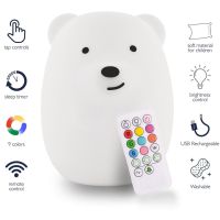 New Silicone Bear Pat Remote Control Light Usb Rechargeable Lamp Bedside Atmosphere Lamp Charging Remote Control Version Night Lights