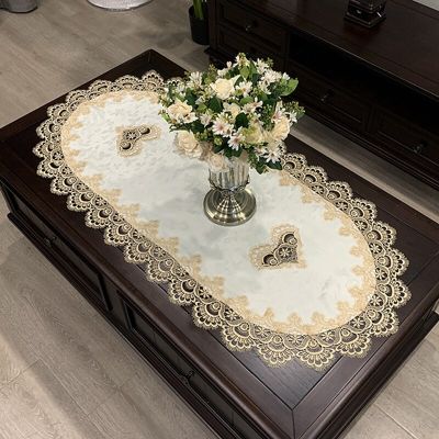 Retro Oval Shape Tablecloth Dining Table Runner European Embroidered Elegant Tea Table Cloth Lace TV Cabinet Covers Home Decor