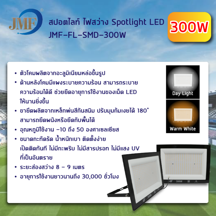 hot-สปอร์ตไลท์20w-50w-100w-200w-300w-โคมฟลัดไลท์-ฟลัดไลท์-led-floodlight-แสงสีขาว-แสงสีวอร์ม-ใช้ไฟบ้าน-220v-ip65-กันน้ำ