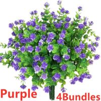 8 Pcs Artificial Flowers Fake Lavender Flowers UV Resistant Shrubs Plants No Fade Faux Plastic Greenery for Home Room Decoration