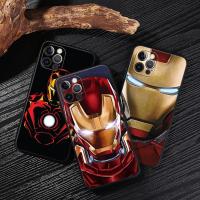 Marvel Ironman Black Cover For Apple 14 iPhone 13 12 11 14 Pro Max Mini XR XS X 6S 7 8 Plus Cases Soft Silicone Fundas Iron Man  Screen Protectors