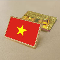 Vietnam flag pin 2.5*1.5cm zinc die-cast PVC colour coated gold rectangular medallion badge without added resin