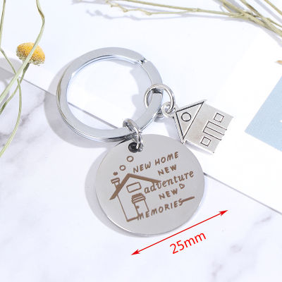[Csndices] ของขวัญงานขึ้นบ้านใหม่พวงกุญแจจี้สเตนเลสพวงกุญแจสำหรับการผจญภัยครั้งใหม่ในบ้าน