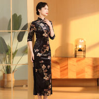 [COD] กำมะหยี่พิมพ์ผีเสื้อ cheongsam แขนผอมย้อนยุคแบบดั้งเดิมชุด cheongsam 2022 ฤดูใบไม้ผลิและฤดูร้อน新国风ผู้หญิง