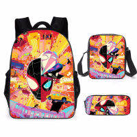 ชุด 3 ชิ้น Mochila Spider verse Miles Morales กระเป๋าเป้สะพายหลังเด็กเด็กกระเป๋านักเรียนสําหรับเด็กวัยรุ่นกระเป๋าเป้สะพายหลังกระเป๋าดินสอ