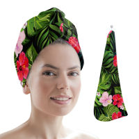 Floral Plant Leaf Microfiber Quick Dry Hair Towel Lady Hair Cap Absorbent Head Towel Bathing Tools