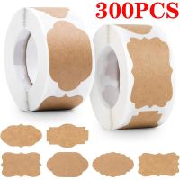 300Pcs/roll Kraft Packaging Label Sticker Vintage Self-Adhesive Spice Jars Labels Price Tags Blank Decorative Label Stickers Stickers Labels