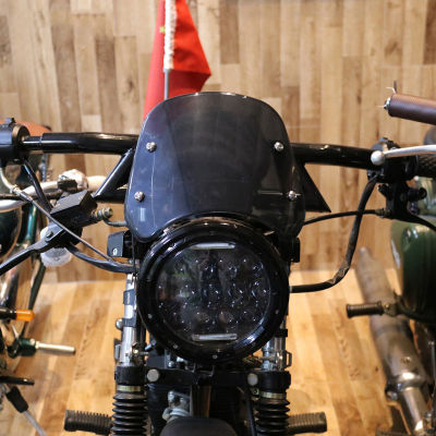 GREGORY-ชิวหน้า วินเทจ วินชิว แบบสั้น ชิลด์บังลม ชิวหน้าไฟกลม ชิวบังลมมอไซค์ ชิลหน้ามอไซค์ กระจกหน้ารถจักรยานยนต์ ABS สําหรับ5 " - 7 " Motorcycle Windshield For Motorcycles 5-7 "