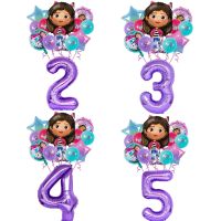 【DT】hot！ Gabby DollHouse Birthday Decorations 32inch Number Balloons Theme Set Supply Gabbys