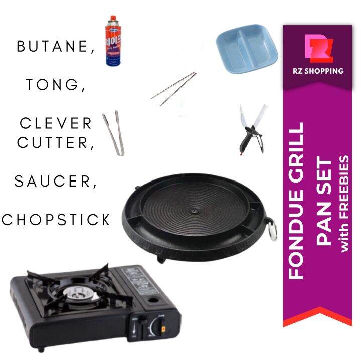 FONDUE ROUND GRILL CHEESE PAN for Samgyupsal With Clever cutter