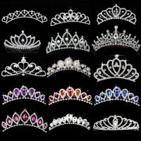 Princess Crown for Girls Birthday Show Gift Crown Tiara Diadem Silver color Crystal Floral Wedding Bridal Hair Head Accessories