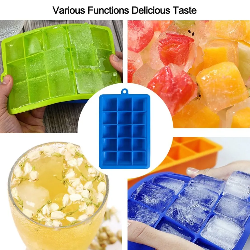 15/24 Grid Silicone Ice Cube Mold Reusable Ice Maker With Lids Food Grade  Ice Cube Square Tray Mold Bar Ice Blocks Maker Tools - AliExpress