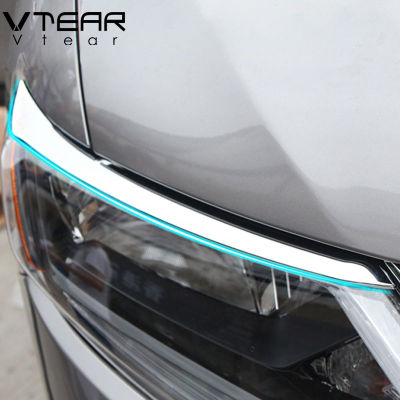 Vtear สำหรับ Nissan XTrail X-TRAIL 2014 2015 2016 2PCS ไฟหน้ารถ Eyebrow ABS Electroplating การตกแต่งภายนอกอุปกรณ์เสริม