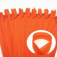 10pcs 3# orange 28cm/30cm/40cm/50cm/60cm nylon invisible soft tulle coil Chiffon zipper sewing  Silk Zippers Door Hardware Locks Fabric Material