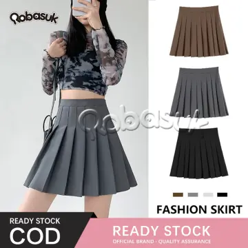 Womens Pleated Skirts Elegant High Waist Long Black XL 