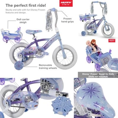 นำเข้า🇺🇸 จักรยานเด็กลายเจ้าหญิงดิสนี่ย์ โฟรเซ่น Disney Frozen 12" Girls Bike with Doll Carrier by Huffy ขนาดล้อ 12 นิ้ว