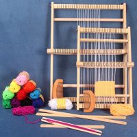 QJH Large Wooden Weaving Loom Kit Frame Loom Learn To Weave Earthy Beginner Tapestry Kit Wall Decor Complete With Loom and Tools Cleaning Tools